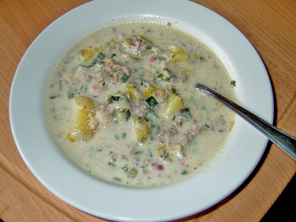 Käsesuppe mit Hackfleisch - Rezepte1