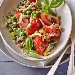 Gurken-Rahm-Suppe mit Hackfleisch und Kartoffeln